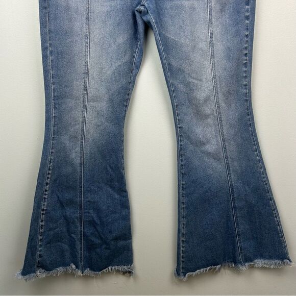 KanCan™ Flare High Rise Front Seam Jeans Retro Raw Hem Sz 32 or Junior 17 - Picture 2 of 14